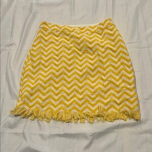 Just Bellina Yellow Chevron Fringe Pencil Skirt NWT Size Medium